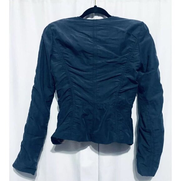 Rachel Rachel Roy Ruched Blue Jacket Floral Lining Size 2 Womens - Picture 5 of 7